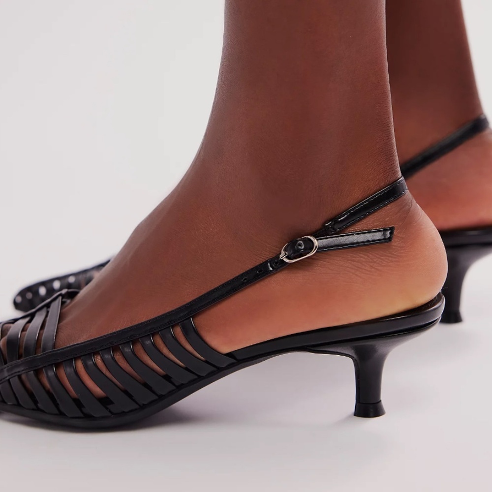 Jeffrey Campbell Uncaged Slingback Black Kitten Heel - Picture 4 of 5